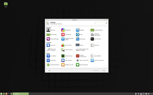 A screenshot of Linux Mint with xfce system settings